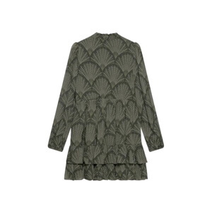 Mint Velvet Khaki Printed Long Sleeve Mini Dress